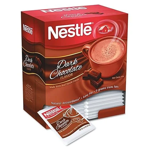 Nestle Hot Cocoa Chocolate Packets. Hot Cocoa Mix. Rich Chocolate Flavor. Made with Real Cocoa. 50 Count (0.71 Oz each). 35.5 Oz