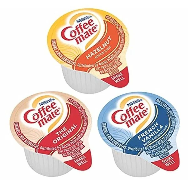 Nestle Coffee Mate Creamer Singles Variety Pack. Original. French Vanilla. Hazelnut. Non Dairy. No Refrigeration. 150 Count (Pack of 3)