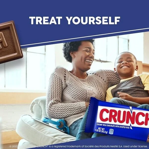 CRUNCH. Bulk 36 Pack. Milk Chocolate and Crisped Rice. Full Size Individually Wrapped Candy Bar. 1.55 oz Each