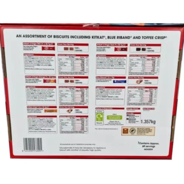 Nestlé Kitkat and Friends Big Biscuit Box | 69 x Chocolate Biscuit Bars – KitKat. Blue Riband. Toffee Crisp | Bulk Chocolate Box 1.357kg