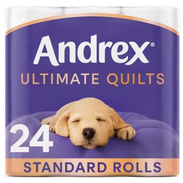 Andrex Ultimate Quilts Toilet Paper 24 Rolls, Air Pocket Technology for Soft, Thick Sheets – 24 Quilted Toilet Rolls x 1 Pack, FSC Certified