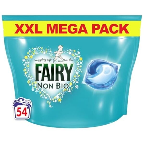Fairy Non Bio All-in-1 PODS Laundry Detergent Washing Liquid Tablets/Capsules, 108 Washes (54x2, For Sensitive Skin, White