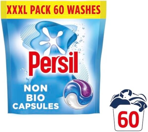 Persil Non Bio 3 in 1 Washing Capsules laundry capsules gentle next to sensitive skin for outstanding stain removal in quick & cold washes 60 washes