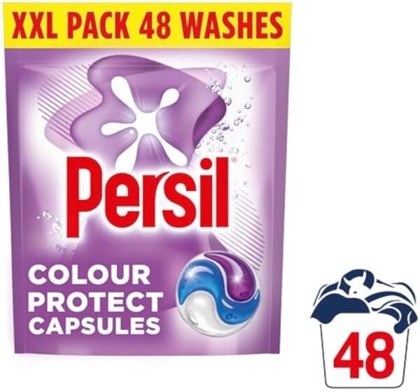 Persil Colour Protect 3 in 1 Washing Capsules keeps colours bright outstanding stain removal in quick & cold washes 48 washes