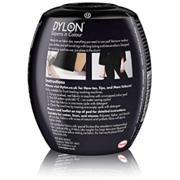 Dylon Washing Machine Fabric Dye Pod Intense Black, 350g, Packaging May Vary