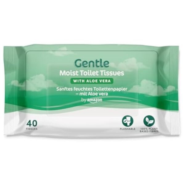 by Amazon Gentle Moist Toilet Tissues with Aloe Vera, Flushable, 240 Count (6 Packs of 40 sheets) (Previously Presto!)
