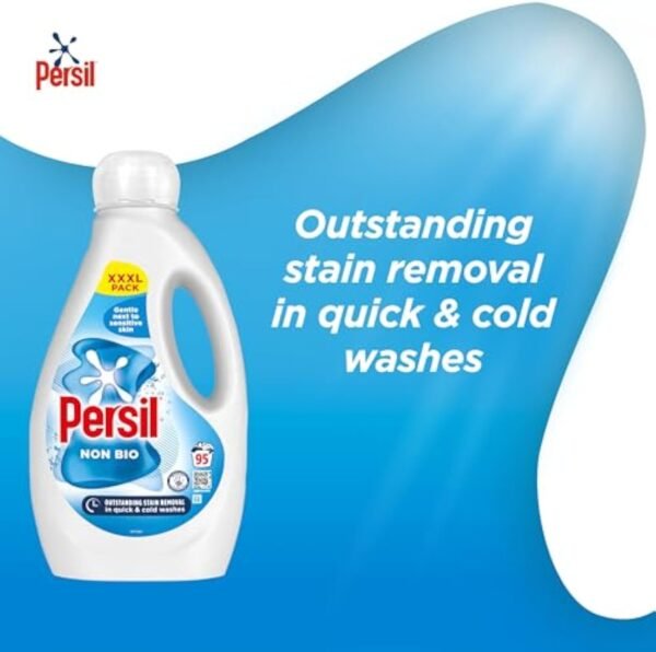Persil Non Bio Laundry Washing Liquid Detergent outstanding stain removal in quick & cold washes tough on stains, gentle next to sensitive skin 95 washes (2.565 L)