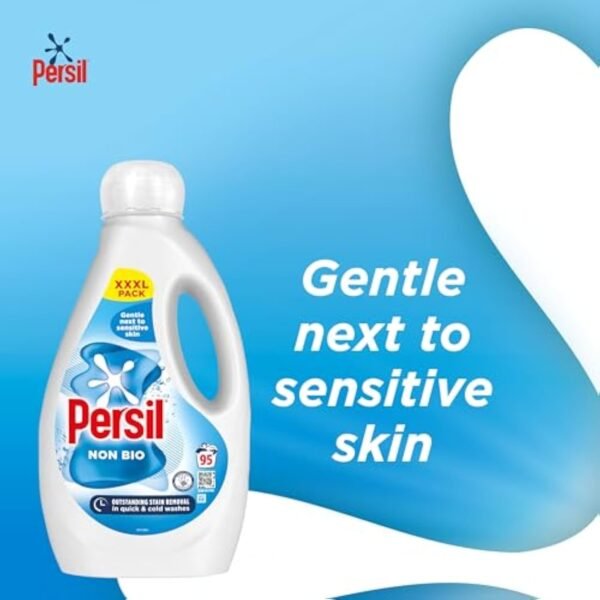 Persil Non Bio Laundry Washing Liquid Detergent outstanding stain removal in quick & cold washes tough on stains, gentle next to sensitive skin 95 washes (2.565 L)