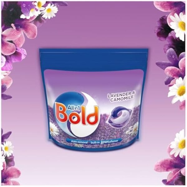 Bold All-in-1 Pods Washing Liquid Capsules Lavender & Camomile 108 Washes (54x2), Washing Detergent for Brilliant Cleaning with Built-in Fabric Softener