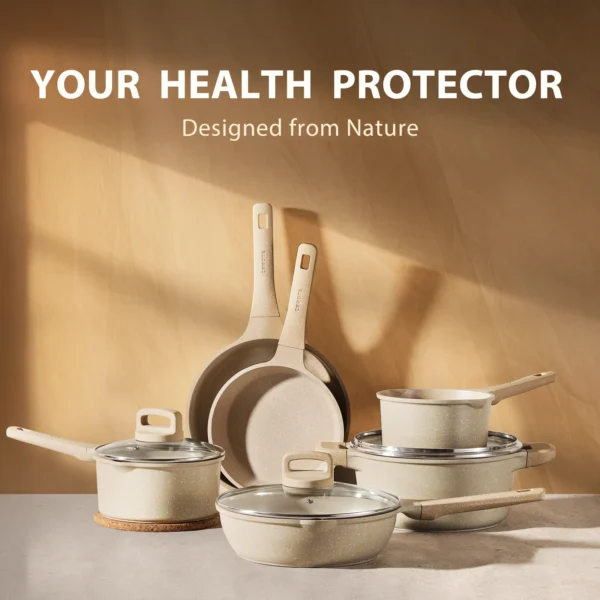 Carote Non Stick Cookware Set, Nonstick Pots and Pans, 7Pcs Induction Kitchens Cookware Sets