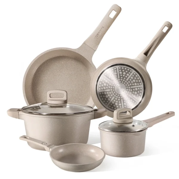 Carote Non Stick Cookware Set, Nonstick Pots and Pans, 7Pcs Induction Kitchens Cookware Sets
