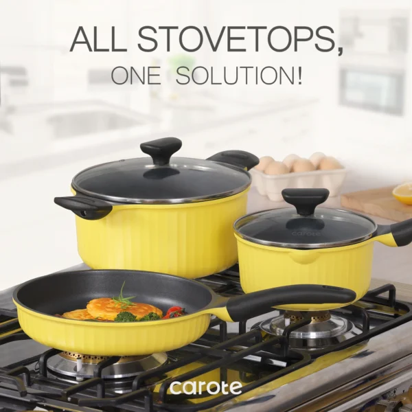 Carote Nonstick Cookware Sets, 8 Pcs Non Stick Pots and Pans Set, Induction Cookware, Oatmeal