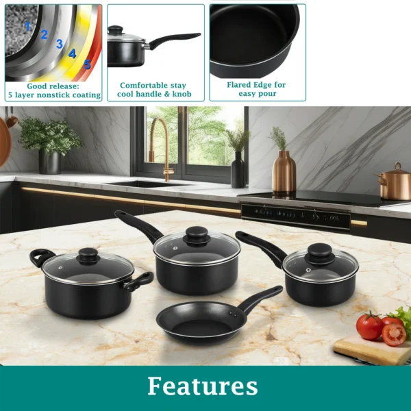 Mainstays 7 Piece Nonstick Aluminum Pots and Pans Cookware Set