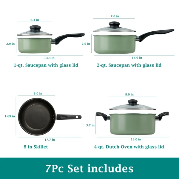 Mainstays 7 Piece Nonstick Aluminum Pots and Pans Cookware Set