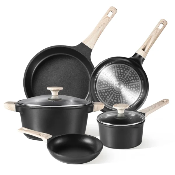 Carote Non Stick Cookware Set, Nonstick Pots and Pans, 7Pcs Induction Kitchens Cookware Sets