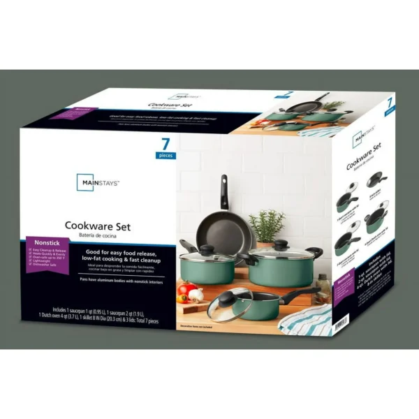 Mainstays 7 Piece Nonstick Aluminum Pots and Pans Cookware Set