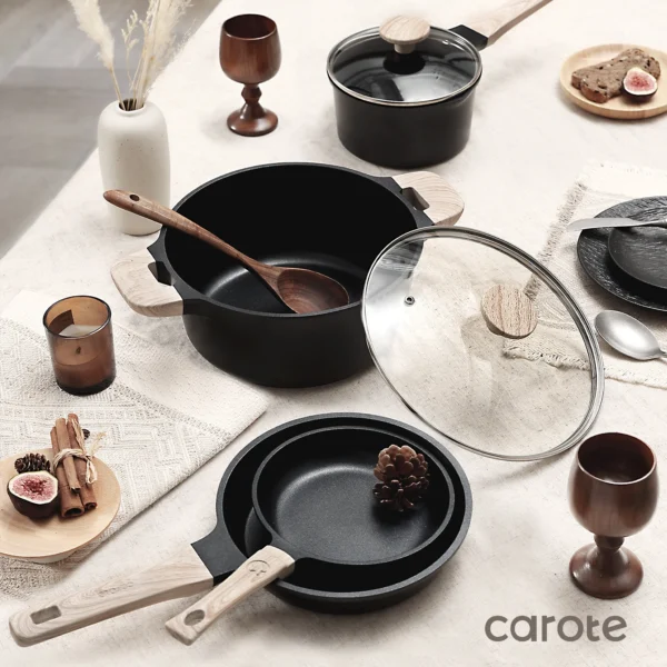 Carote Non Stick Cookware Set, Nonstick Pots and Pans, 7Pcs Induction Kitchens Cookware Sets