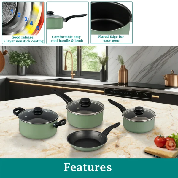 Mainstays 7 Piece Nonstick Aluminum Pots and Pans Cookware Set