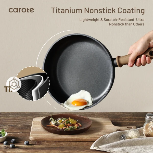 Carote Nonstick Cookware Sets, 15 Pcs Granite Non Stick Pots and Pans Set, Induction Cookware