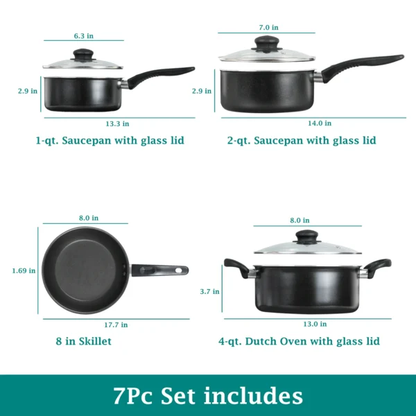 Mainstays 7 Piece Nonstick Aluminum Pots and Pans Cookware Set