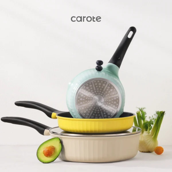 Carote Nonstick Cookware Sets, 8 Pcs Non Stick Pots and Pans Set, Induction Cookware, Oatmeal