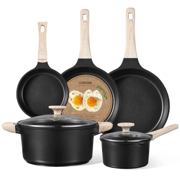 Carote Non Stick Cookware Set, Nonstick Pots and Pans, 7Pcs Induction Kitchens Cookware Sets
