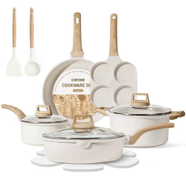 Carote Nonstick Pots and Pans Set, 13 Pcs Granite Kitchen Cookware Sets
