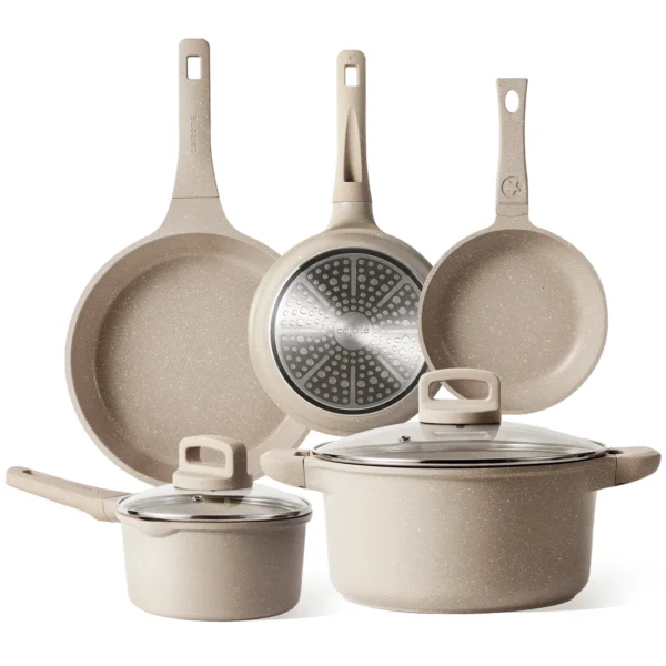 Carote Non Stick Cookware Set, Nonstick Pots and Pans, 7Pcs Induction Kitchens Cookware Sets