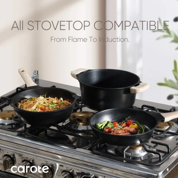 Carote Non Stick Cookware Set, Nonstick Pots and Pans, 7Pcs Induction Kitchens Cookware Sets