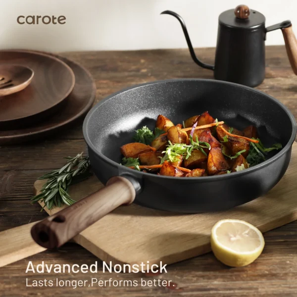 Carote Nonstick Cookware Sets, 15 Pcs Granite Non Stick Pots and Pans Set, Induction Cookware