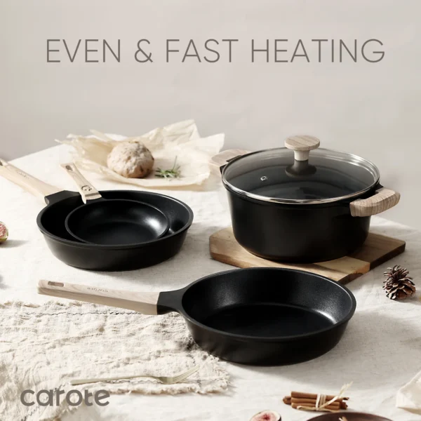 Carote Non Stick Cookware Set, Nonstick Pots and Pans, 7Pcs Induction Kitchens Cookware Sets