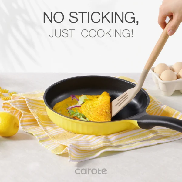 Carote Nonstick Cookware Sets, 8 Pcs Non Stick Pots and Pans Set, Induction Cookware, Oatmeal