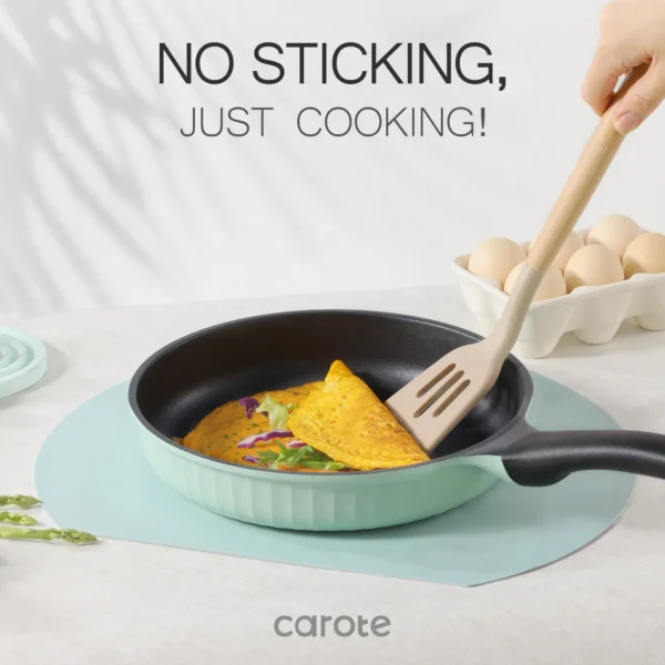 Carote Nonstick Cookware Sets, 8 Pcs Non Stick Pots and Pans Set, Induction Cookware, Oatmeal
